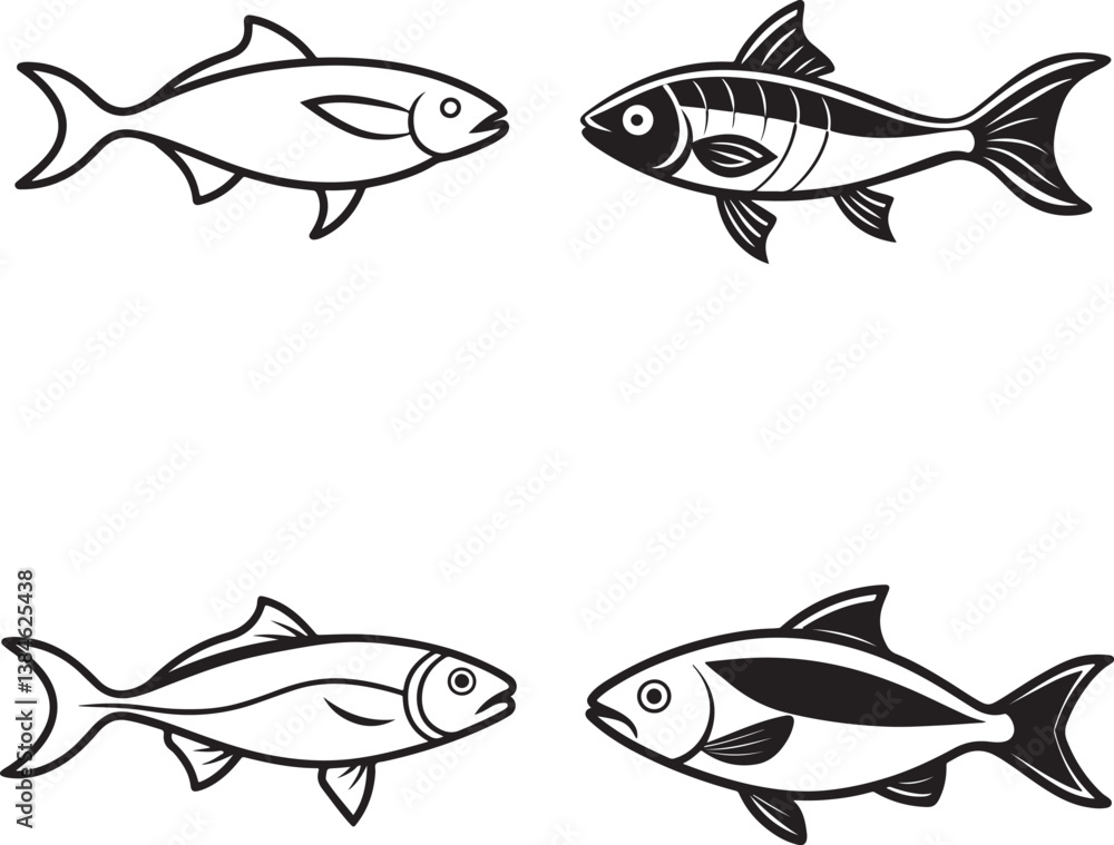 Fototapeta premium Dolphin and sea fish vector icon 