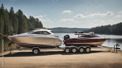 Obraz na płótnie Two Boats on Trailers.generative.ai w salonie