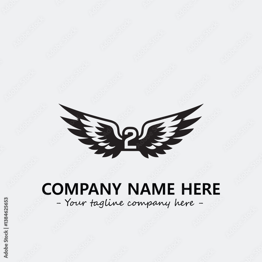 Obraz premium Wing illustration black and white for logo company vector image 