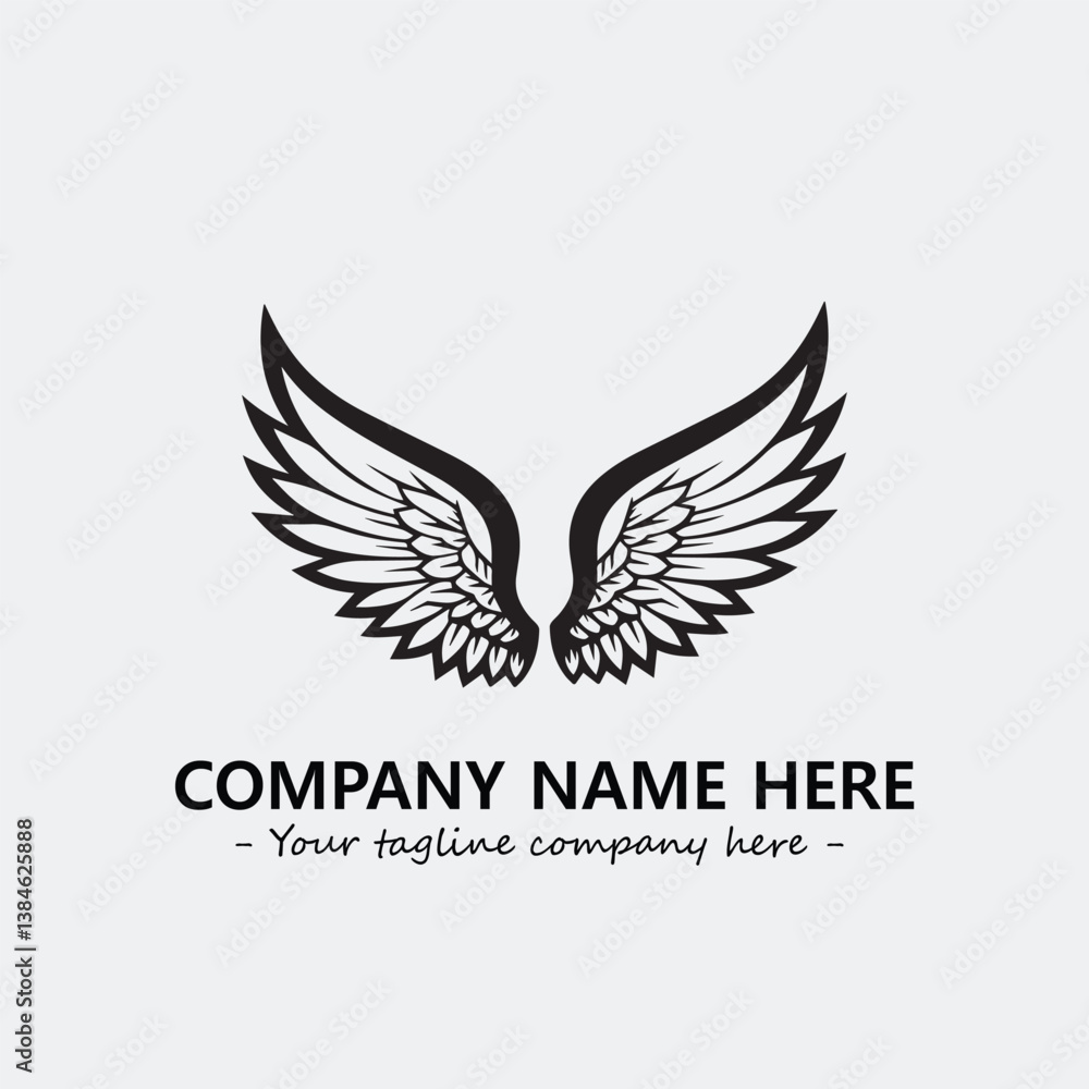 Obraz premium Wing illustration black and white for logo company vector image 