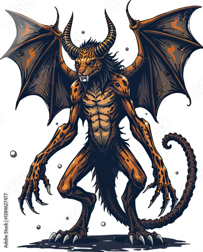 an illustration of a demon on a white background