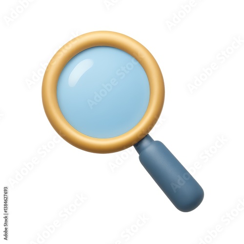 3D Icon of a Simple Magnifying Glass for Search and Exploration