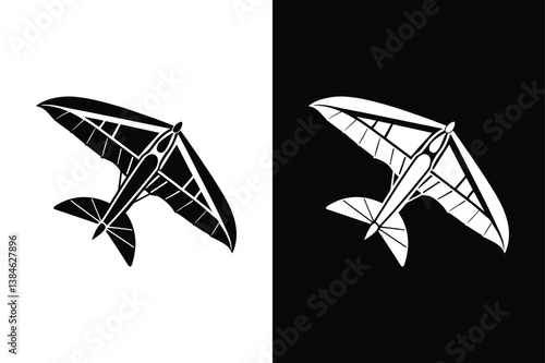Stylized Glider Icon Vector. Monochrome Silhouette Illustrations for Graphic Projects