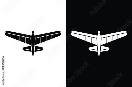 Glider Silhouette Vector Design. High-Quality Black and White Aviation Icons