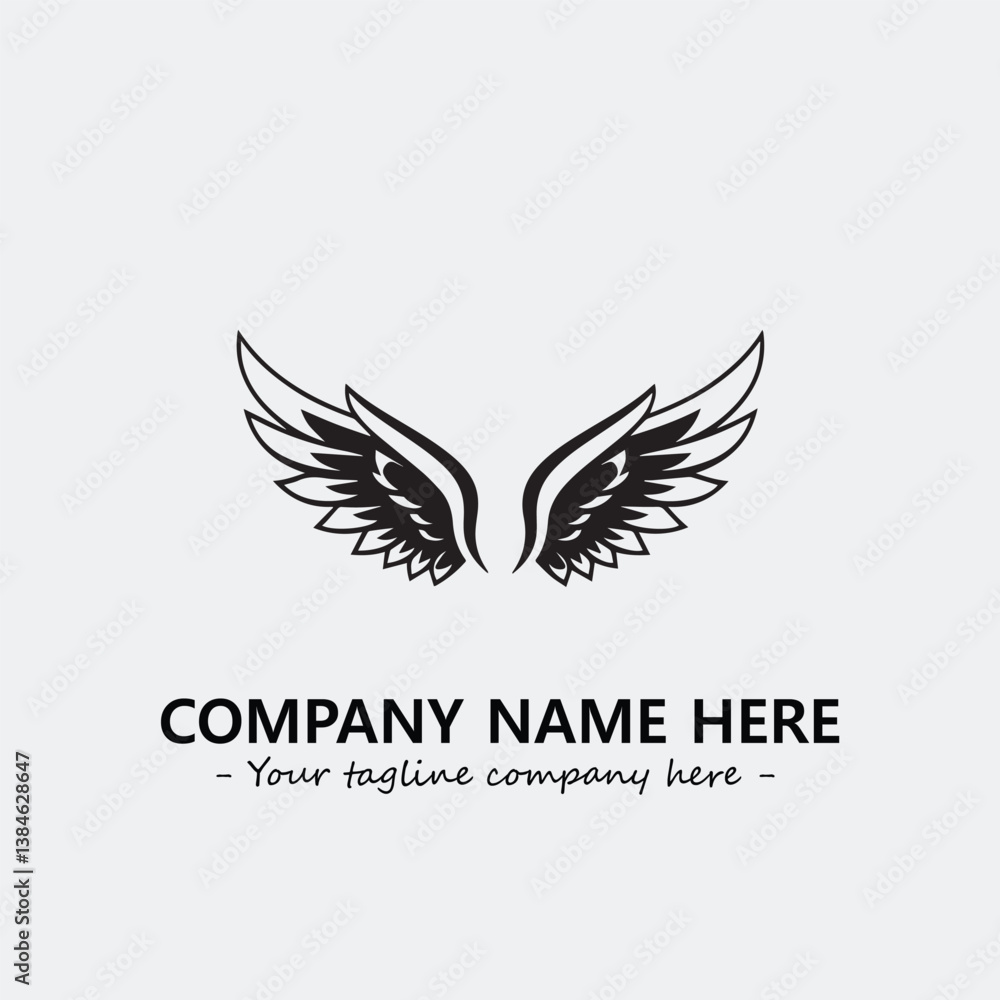 Fototapeta premium Wing illustration black and white for logo company vector image 