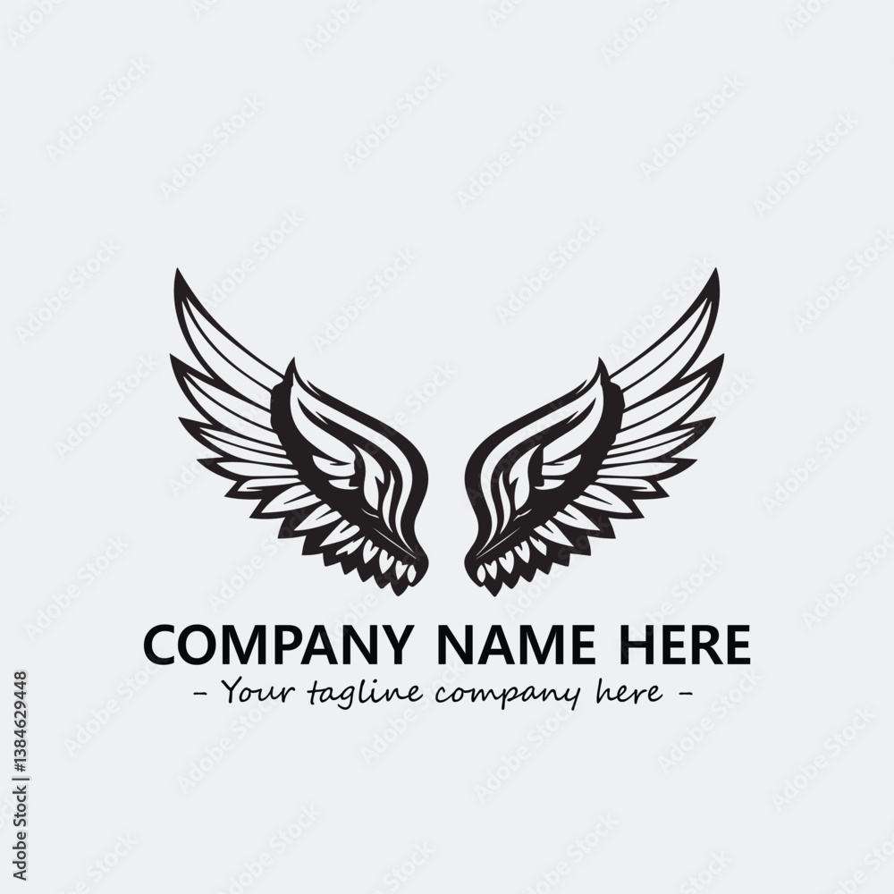 Fototapeta premium Wing illustration black and white for logo company vector image 