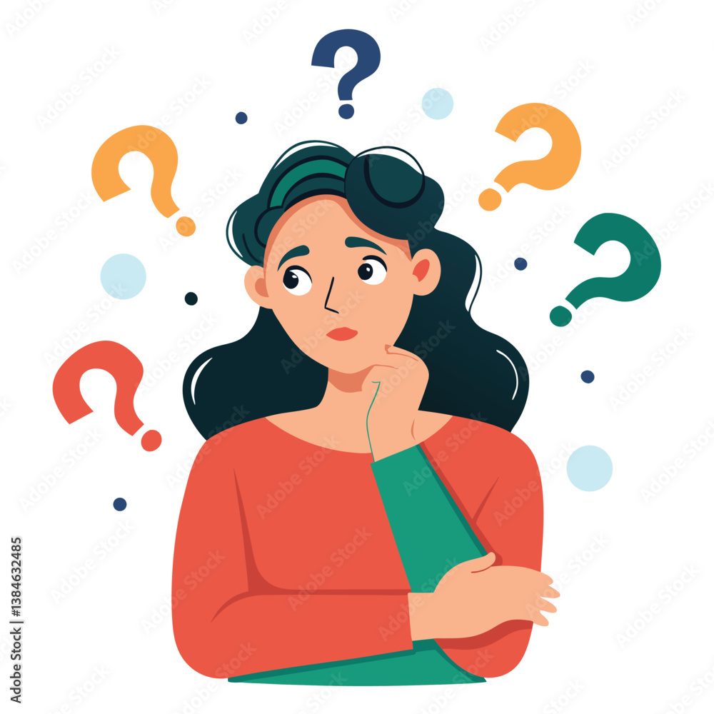 girl thinking vector illustration girl thinking vector illustration