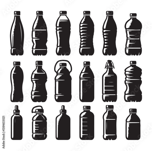 Water Bottle Silhouette design, isolated background