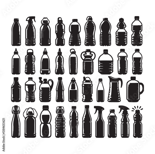 Water Bottle Silhouette design, isolated background