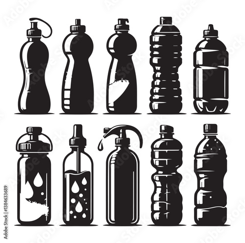Water Bottle Silhouette design, isolated background