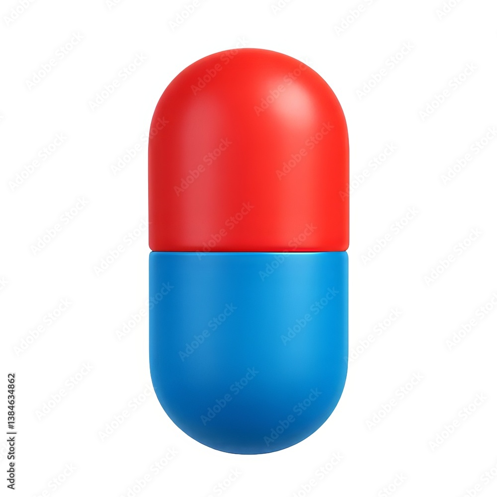 3D Simple Icon of a Red and Blue Pill for Digital Design Projects 3D Simple Icon of a Red and Blue Pill for Digital Design Projects