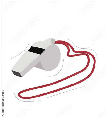 whistle vector icon. Plastic equipment for sports, football, fitness