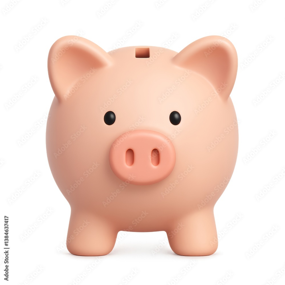 Simple 3D Piggy Bank Icon for Financial Concept Representation Simple 3D Piggy Bank Icon for Financial Concept Representation
