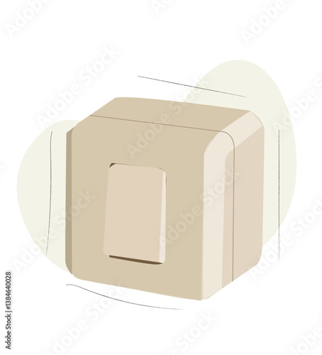  electric toggle switch. Electric light switch control on white plastic panel isolated. 