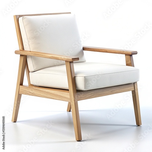 Front view of armchair and plant in 3d renderingon white background vector illustration	