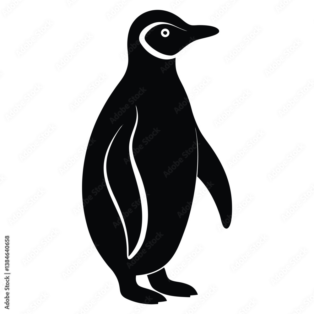 Obraz premium Simple Black And White Penguin Vector Illustration For Decoration Or Iconography Use.