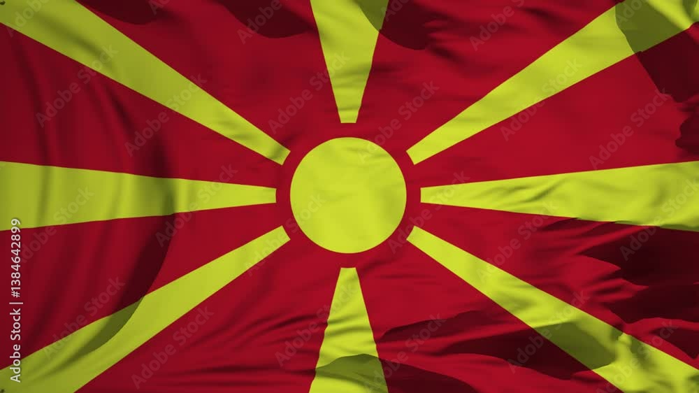 North Macedonia flag waving in the wind Animation adobe stock North Macedonia flag waving in the wind Animation adobe stock