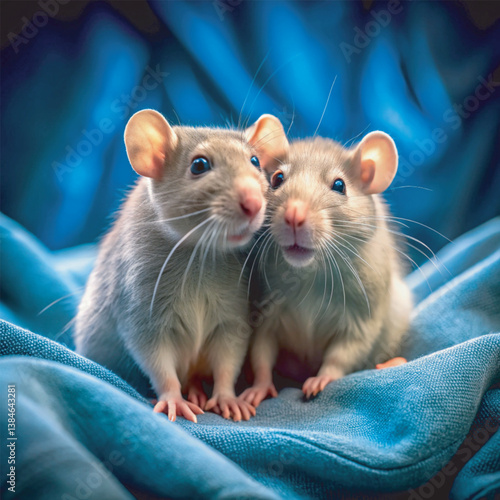 Two adorable pet rats sit closely together on a rich for National Pack Rat Day