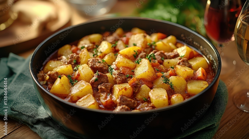 Delicious Beef Stew with Potatoes and Carrots in a Rustic Bowl A hearty and flavorful meal perfect for a cozy night Delicious Beef Stew with Potatoes and Carrots in a Rustic Bowl A hearty and flavorful meal perfect for a cozy night