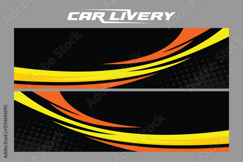 Car livery wrap sticker design template vector abstract  in yellow and black color