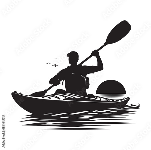 kayak icon silhouette vector illustration on a white background. 