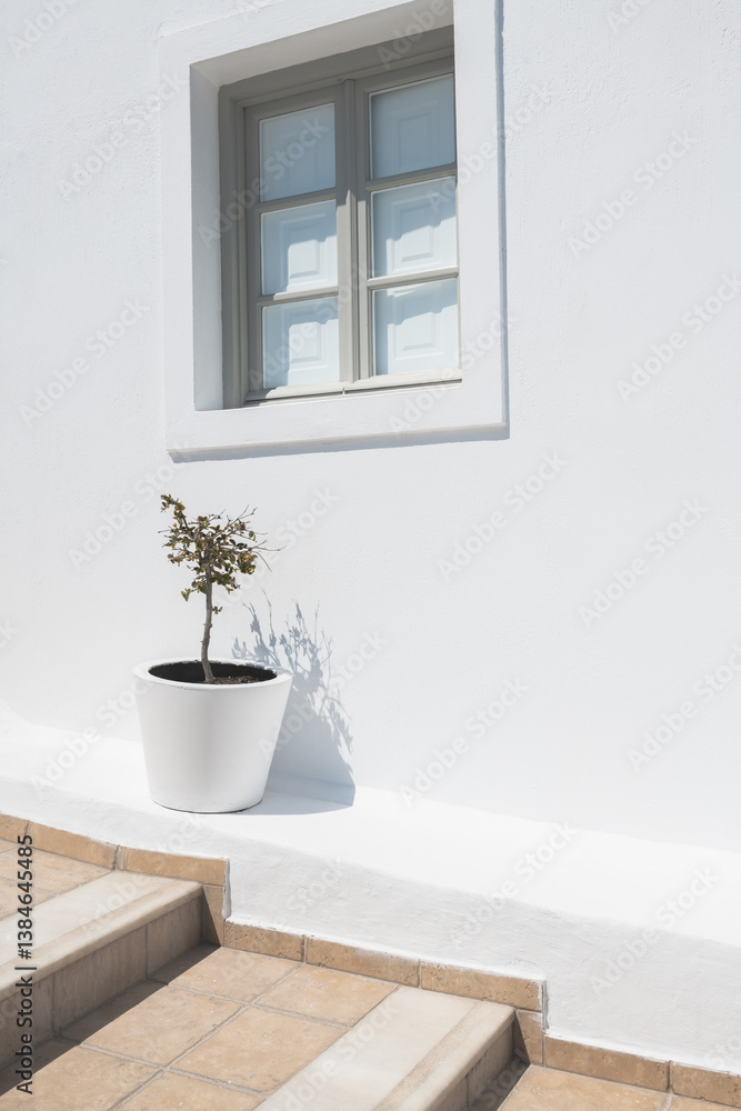 White cycladic architecture in Santorini island, Greece.