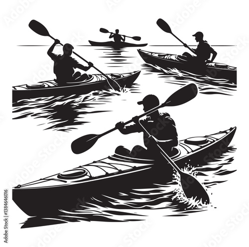 kayak icon silhouette vector illustration on a white background. 