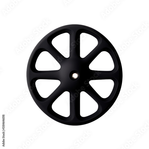 A sleek black wheel design with an elegant, modern aesthetic isolated against a transparent background.