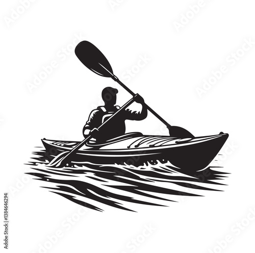 kayak icon silhouette vector illustration on a white background. 