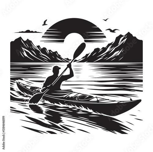 kayak icon silhouette vector illustration on a white background. 