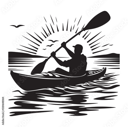 kayak icon silhouette vector illustration on a white background. 
