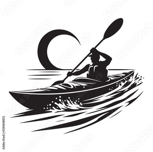 kayak icon silhouette vector illustration on a white background. 