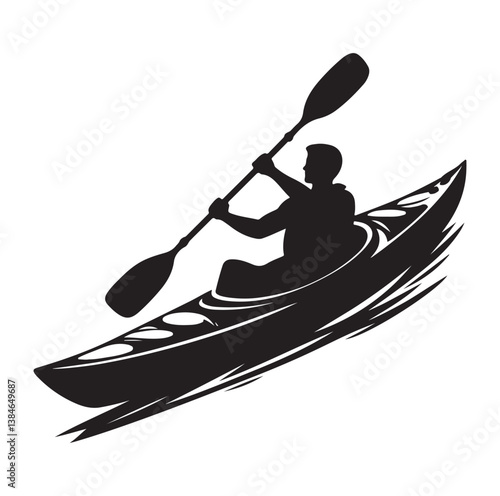 kayak icon silhouette vector illustration on a white background. 
