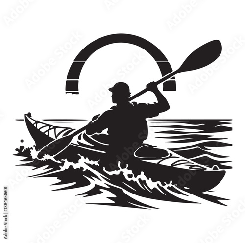 kayak icon silhouette vector illustration on a white background. 