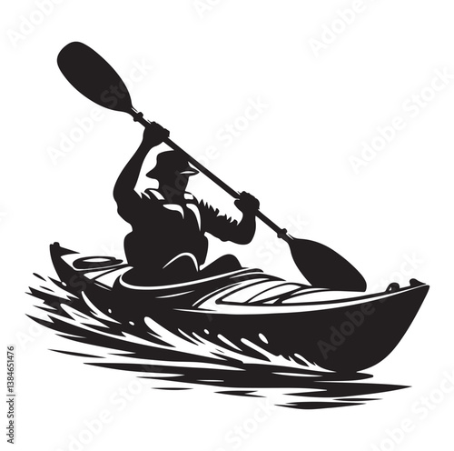 kayak icon silhouette vector illustration on a white background. 