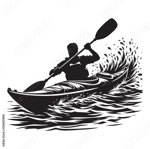kayak icon silhouette vector illustration on a white background. 