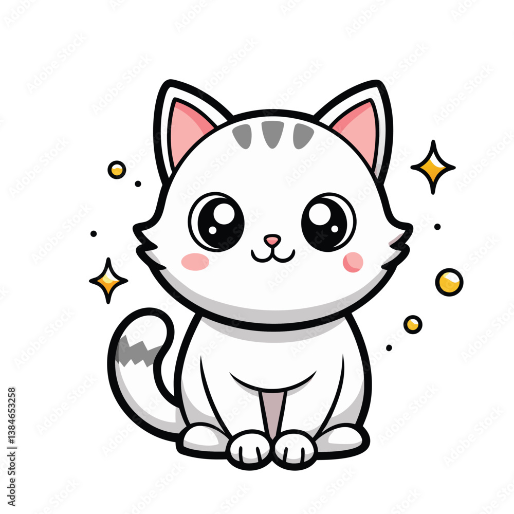 Cute kawaii cat simple cartoon illustration isolated
Cute kawaii cat simple cartoon illustration isolated
