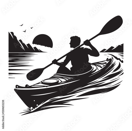 kayak icon silhouette vector illustration on a white background. 