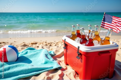 Beach picnic setup for patriot day celebration