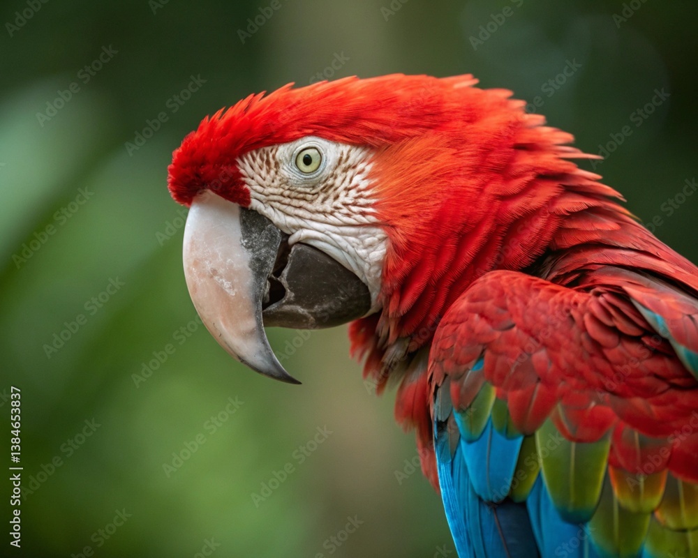 Fototapeta premium Colorful macaws and parrots in close-up with vibrant feathers in a tropical setting