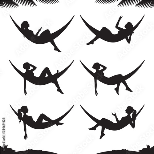 vector illustration of  hammock on the beach