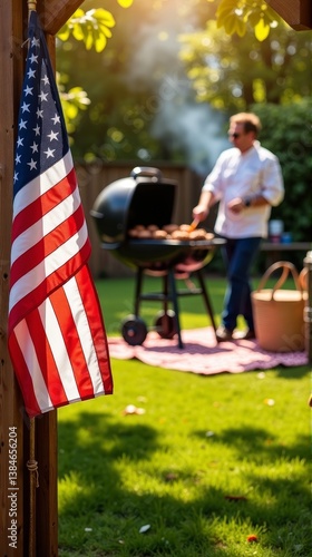 Patriot day barbecue with american flag