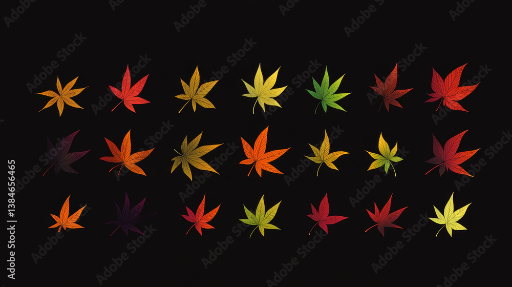Set of leaves icons - abstract emblem. Vector version also available Set of leaves icons - abstract emblem. Vector version also available