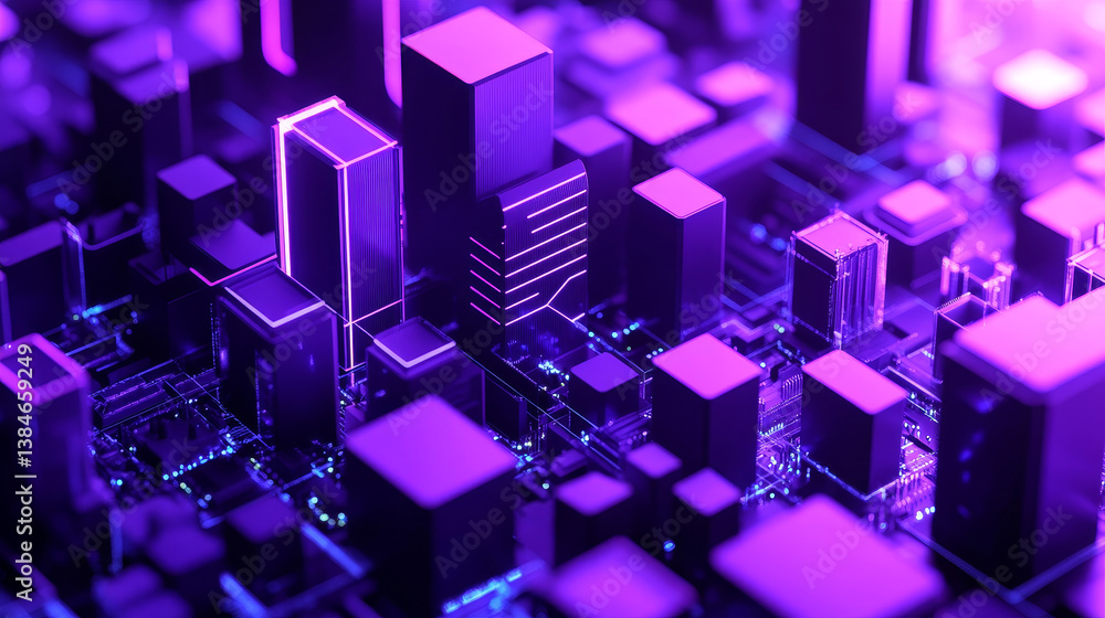 Bitcoin cryptocurrency. Digital or electronic money. Blockchain technology and mining process. Isometric vector illustration in ultraviolet colors. Bitcoin cryptocurrency. Digital or electronic money. Blockchain technology and mining process. Isometric vector illustration in ultraviolet colors.