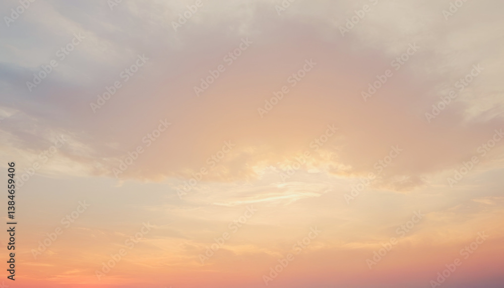 Obraz premium Peaceful gradient of colors at sunset. Premium photo in the afternoon with warm sky light, Premium background for banner.