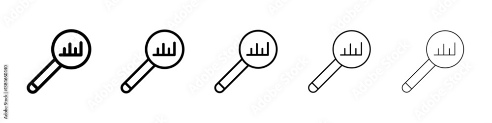 Analysis icons vectors set in different stroke lines Analysis icons vectors set in different stroke lines