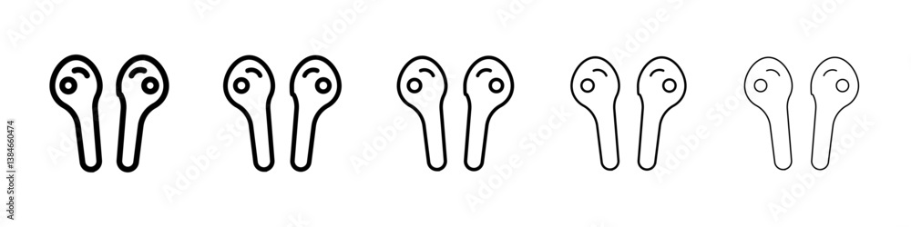 Air pods icons vectors set in different stroke lines Air pods icons vectors set in different stroke lines