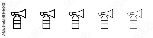 Air horn icons vectors set in different stroke lines