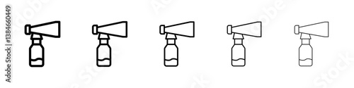 Air horn icons vectors set in different stroke lines