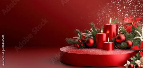 Elegant Christmas candles adorned with festive decorations.